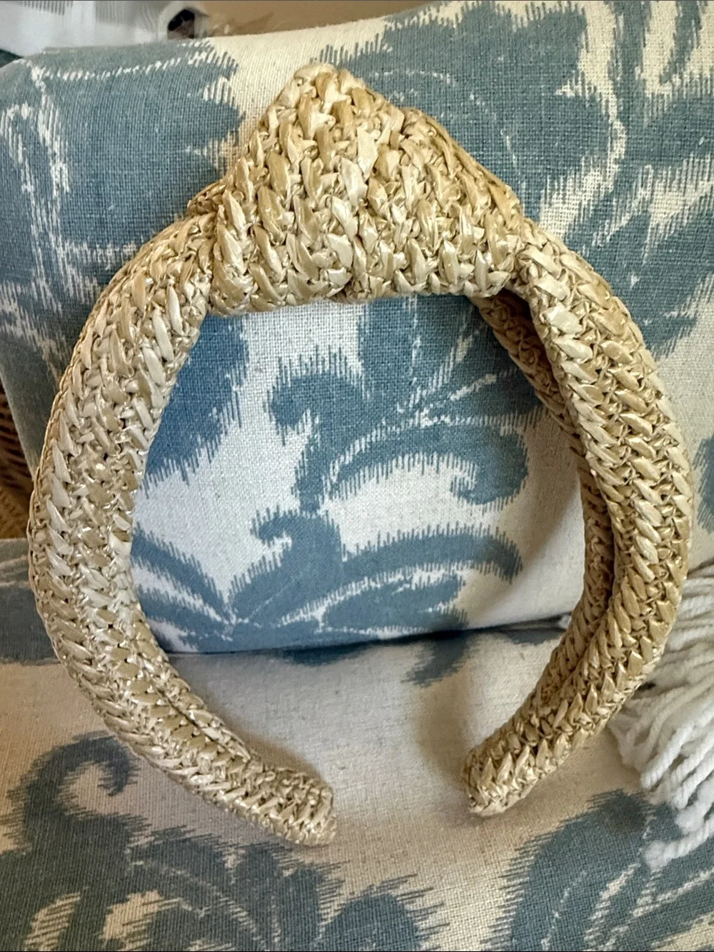 J. Crew Woven Straw Knot Headband - Natural Beige